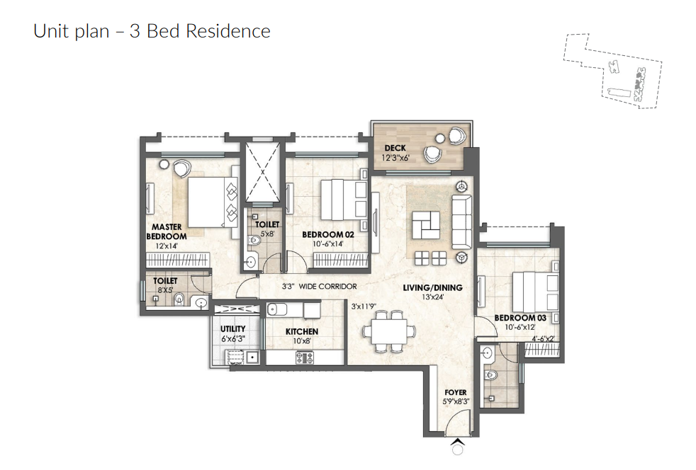 3 BHK Floor Plan